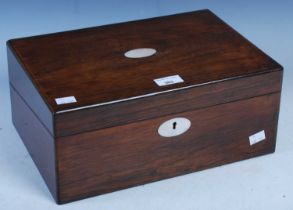 A 19th century rosewood and mother-of-pearl inlaid writing box.
