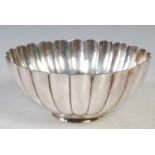 A Japanese silver bowl, late 19th/ early 20th century, of chrysanthemum form, stamped marks, 18cm