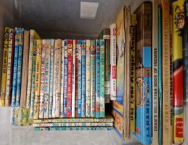 A box of assorted vintage childrens books and annuals, to include Noddy, Sooty, The Lone Ranger