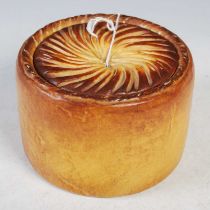 Kitchenalia - novelty porcelain box and cover in the form of a pork pie, 13.5cm diameter x 9cm