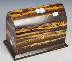 A 19th century coromandel shaped dome-topped stationery box, with retailers mark 'Lovegrove and