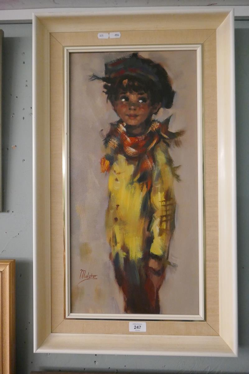 Signed oil on board - Isle of Wight town scene together with a signed oil on canvas of a girl - Bild 4 aus 5