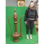 Huge painted brass teapot - Approx height: 151cm