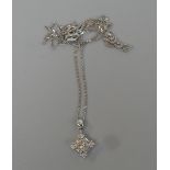 9ct white gold baguette diamond pendent on chain