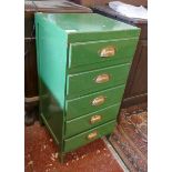 Green painted chest of 6 drawers - Approx size: W: 36cm D: 36cm H: 74cm
