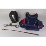 Collection of equestrian items to include antique bit