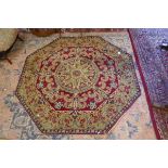 Antique octagonal red patterned rug