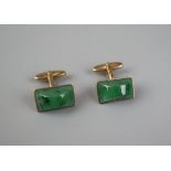 Pair of 9ct gold jade set cufflinks approx gross weight 15.4g