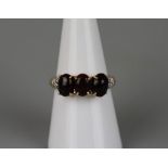 9ct gold garnet & diamond set ring - Size: N½