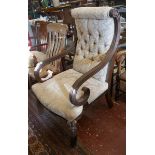 Antique scroll arm armchair