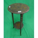 Two tier occasional table with pokerwork dragons