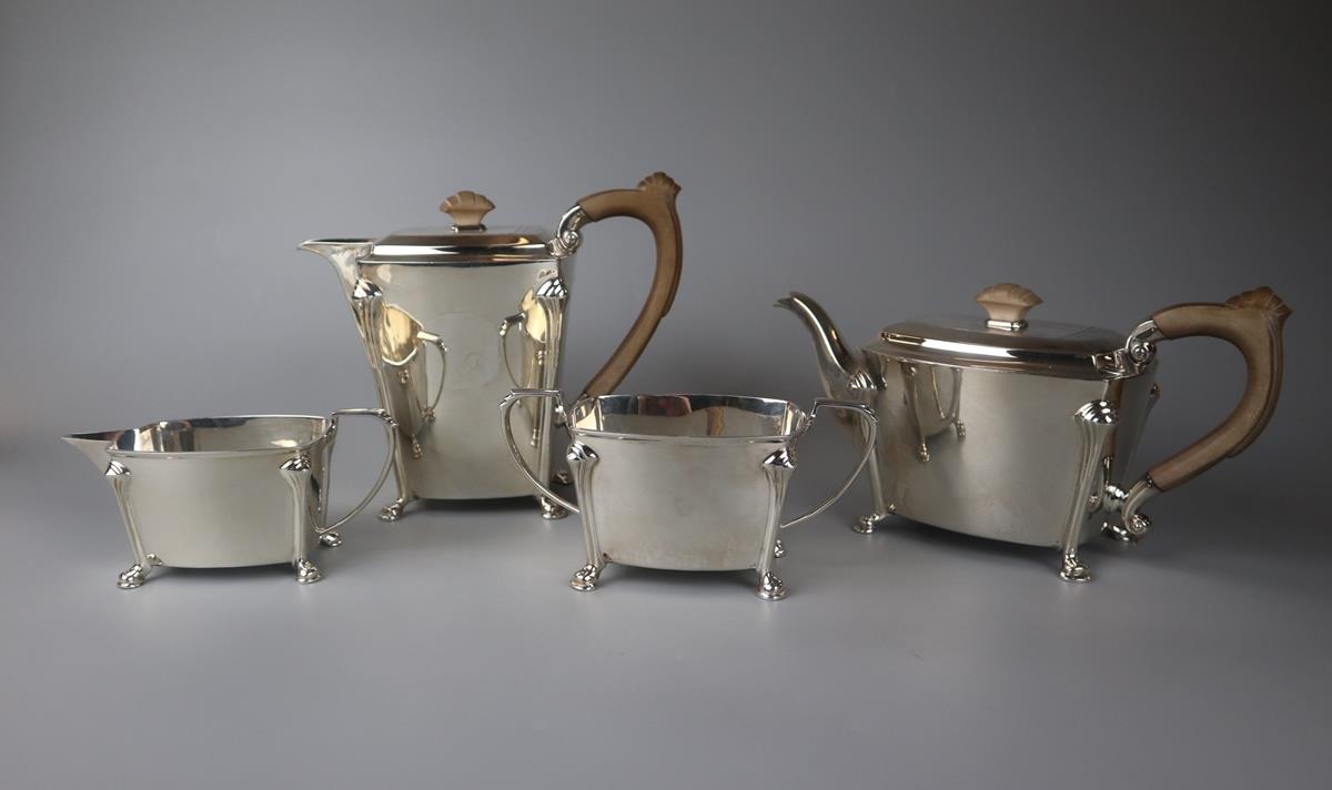 Fine solid silver 4 piece tea set, Sheffield 1937 by Stower & Wragg - Approx gross weight 2.31kg