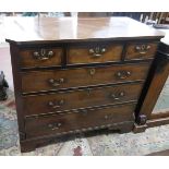 Georgian mahogany chest 3 over 3 drawers - Approx size: W: 107cm D: 54cm H: 94cm