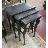 Carved ebonised Chinese nest of tables