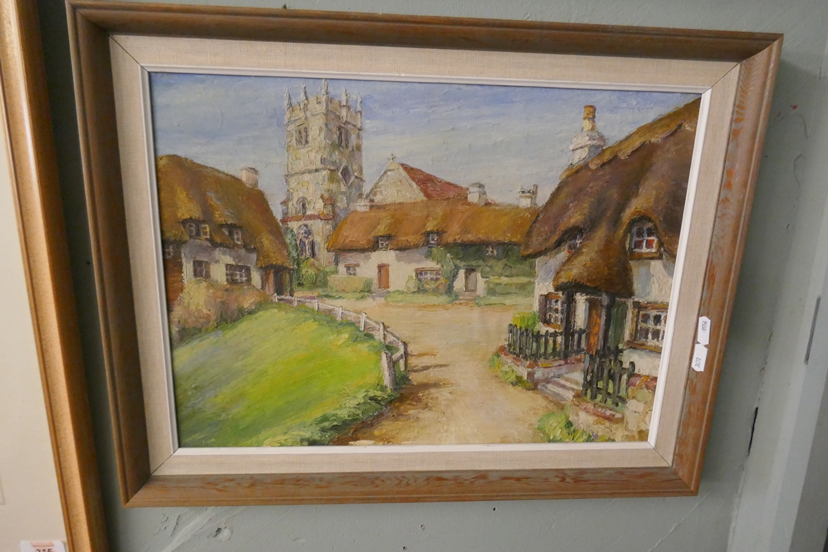 Signed oil on board - Isle of Wight town scene together with a signed oil on canvas of a girl - Bild 2 aus 5