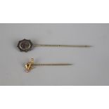 9ct Gold horse shoe stick pin together with Victorian stick pin