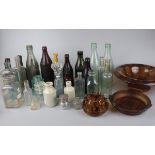 Collection of glass to include pylon insulator caps and early bottles