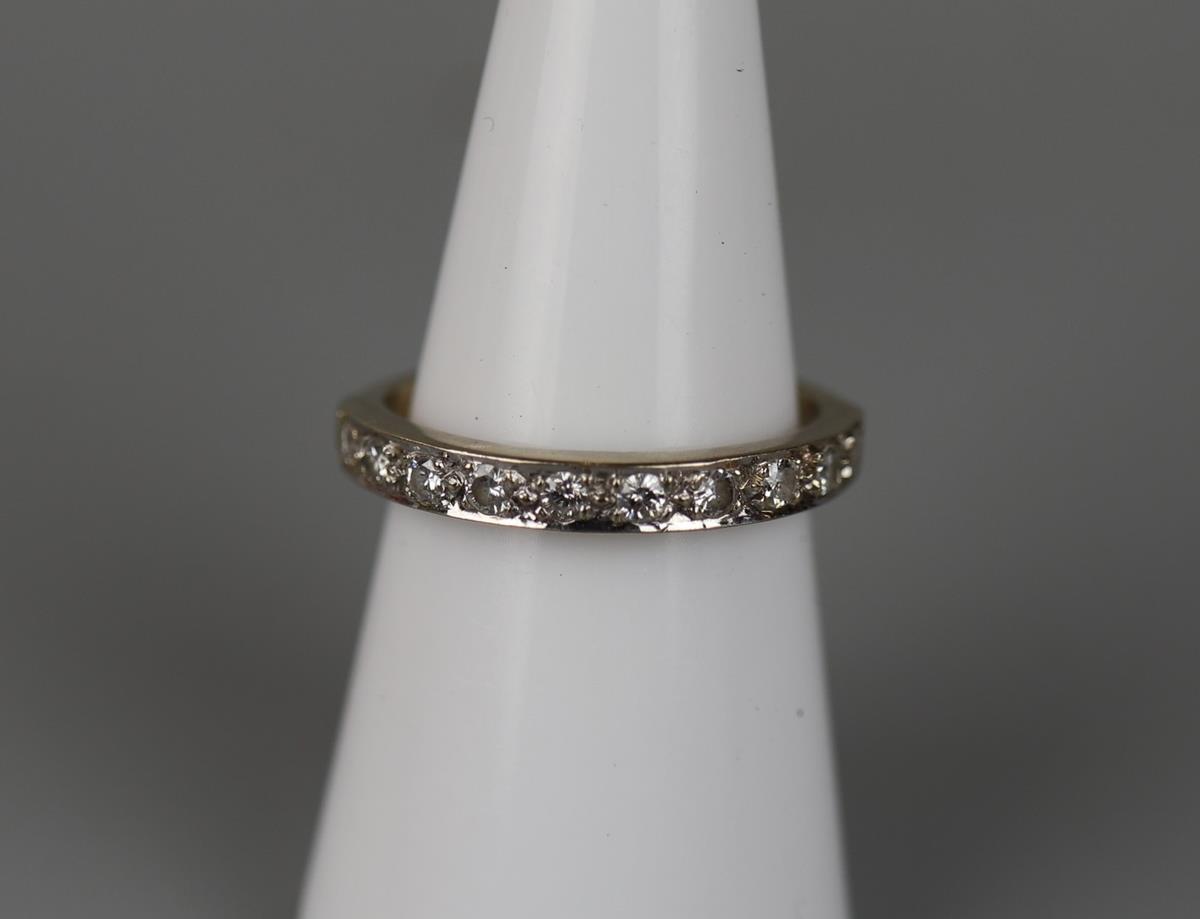 18ct gold ½ hoop diamond eternity ring - Size: M