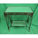 Metal mirrored top side table on casters