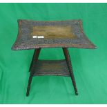 Antique carved hardwood 2 tier occasional table