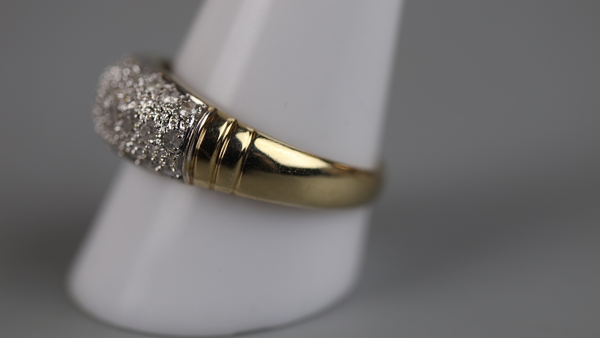 9ct gold diamond set ring - Size: V - Bild 2 aus 5