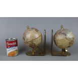 Pair of globe bookends - Approx height: 16cm
