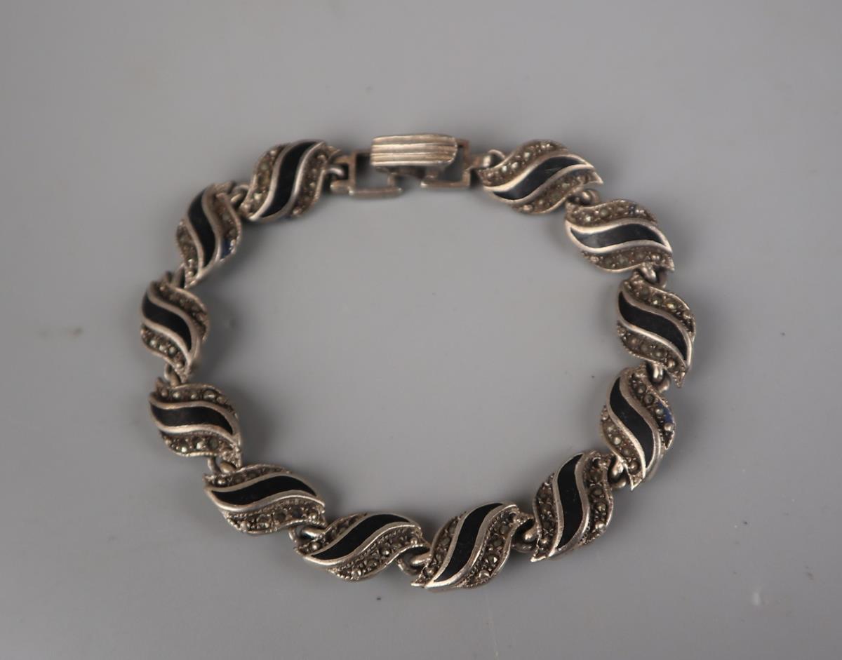 Silver marcasite enamel bracelet