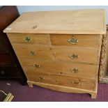 Victorian stripped and polished pine chest of drawers - Approx size: W: 97cm D: 46cm H: 95cm