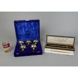 Miniature copy of Polish sword and boxed set of goblets