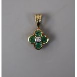 9ct gold emerald and diamond set pendantÿ