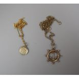 2 9ct gold pendants on chains - Approx weight 6g