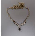 9ct gold diamond and sapphire necklace