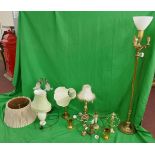 Large collection of lamps to include a standard lamp