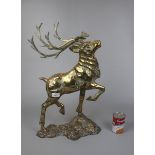 Large brass elk figure - Approx height: 58cm