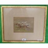 Early 19thC watercolour horse racing scene - Approx image size: 20cm x 16cm