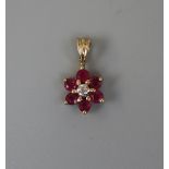 9ct gold ruby and diamond set pendantÿ