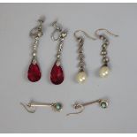 Collection of earrings to include gold