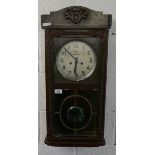 Art Deco wall clock with its key, chimes on half hour and hour - German Mauthe Extra