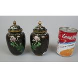 Pair of cloisonne urns - Approx height: 13cm