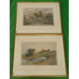 2 watercolours signed A.E. Penley - River scenes - Approx image sizes: 34cm x 23cm