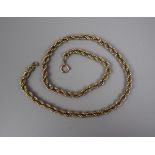 9ct gold rope necklace - Approx weight 17g