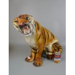 Large ceramic tiger statue - Approx height: 52cm