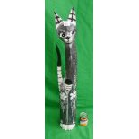 Carved figure of stylised cat - Approx height: 99cm