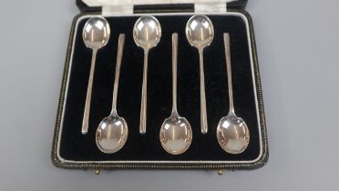 Hallmarked silver set of 6 coffee spoons 1938