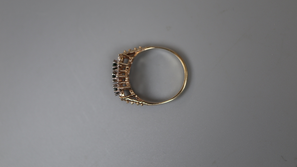 9ct gold stone set ring - Size N - Bild 3 aus 3
