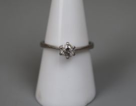 Platinum and diamond solitaire ring - Size P