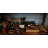 Collection of treen and wooden boxes