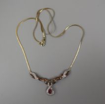 9ct gold ruby and diamond necklace