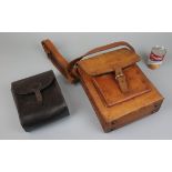 2 antique leather hunting satchels