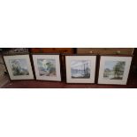 Set of 4 watercolours by Peter Robinson - Approx image sizes: 33cm x 33cm